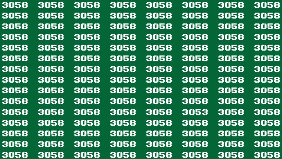 Optical Illusion Brain Challenge: If you have Hawk Eyes Find the Number 3053 among 3058 in 15 Secs