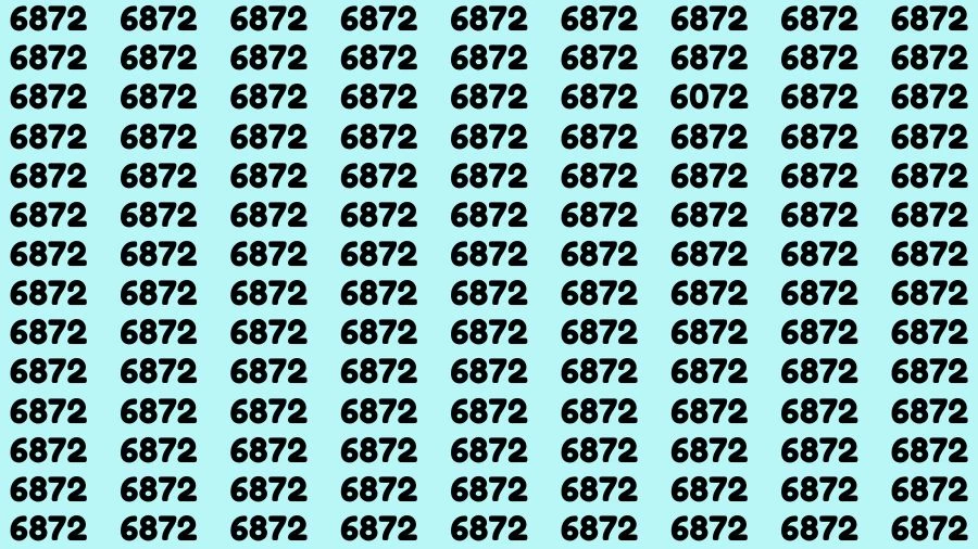 Optical Illusion Brain Challenge: If you have 50/50 Vision Find the number 6072 among 6872 in 12 Secs