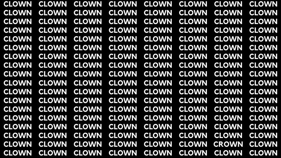 Observation Visual Test: If you have Hawk Eyes Find the word Crown among Clown in 18 Secs