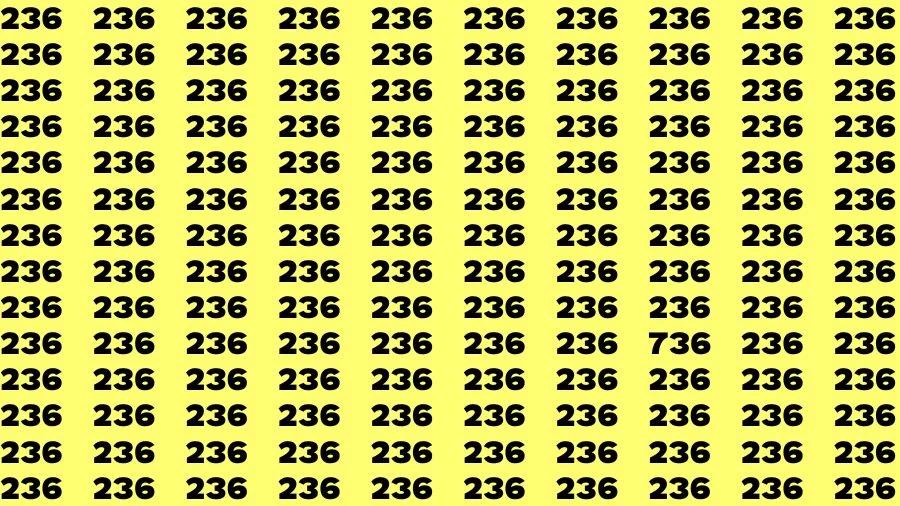 Observation Skill Test: If you have Sharp Eyes Find the Number 736 among 236 in 15 Secs