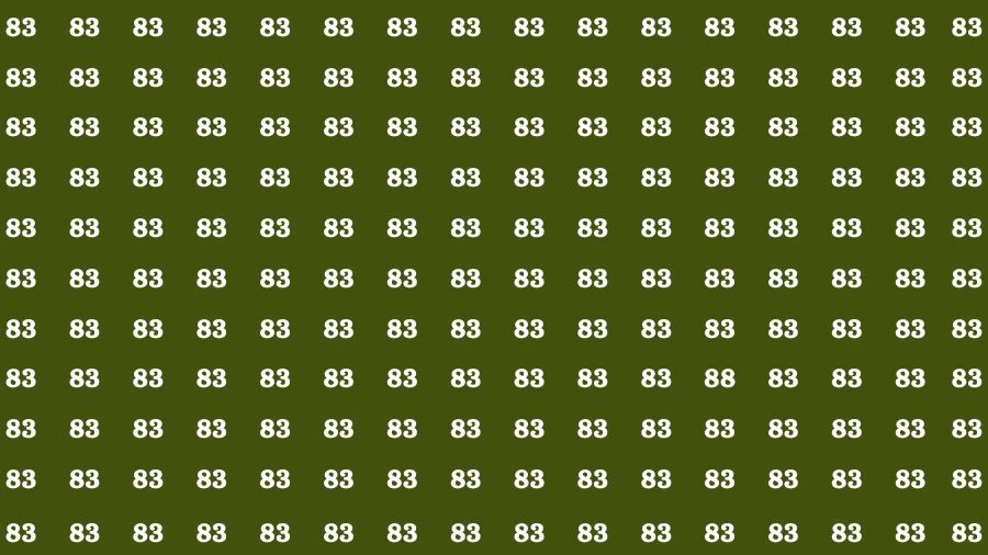 Optical Illusion Brain Challenge: If you have 50/50 Vision Find the number 88 among 83 in 12 Secs