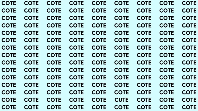 Observation Visual Test: If you have Sharp Eyes Find the word Cute in 20 Secs