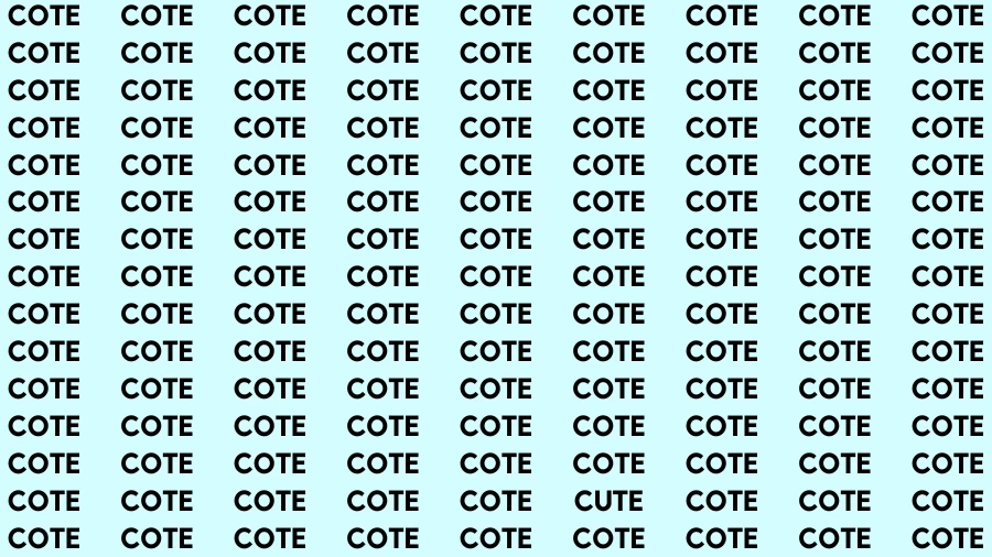 Observation Visual Test: If you have Sharp Eyes Find the word Cute in 20 Secs