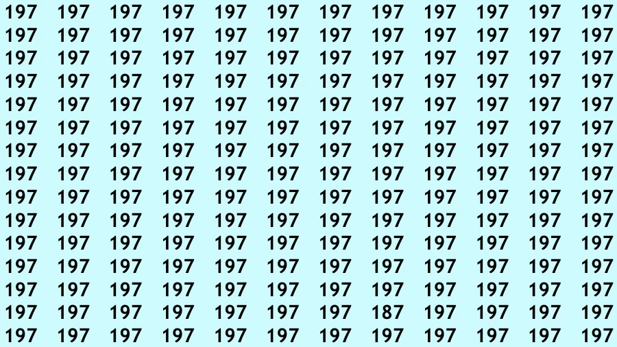 Observation Brain Test: If you have 50/50 Vision Find the Number 187 in 15 Secs