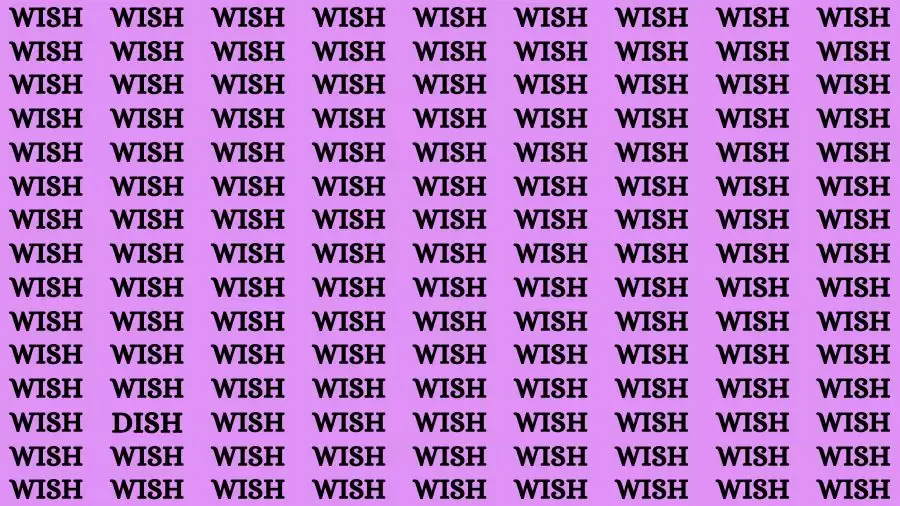 Optical Illusion Brain Challenge: If you have Sharp Eyes Find the word Dish among Wish in 20 Secs