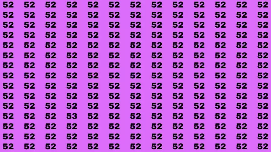 Observation Skill Test: If you have Sharp Eyes Find the Number 53 among 52 in 15 Secs