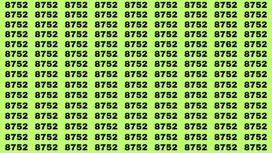 Brain Test: If you have Eagle Eyes Find the number 8752 among 8762 in 15 Secs