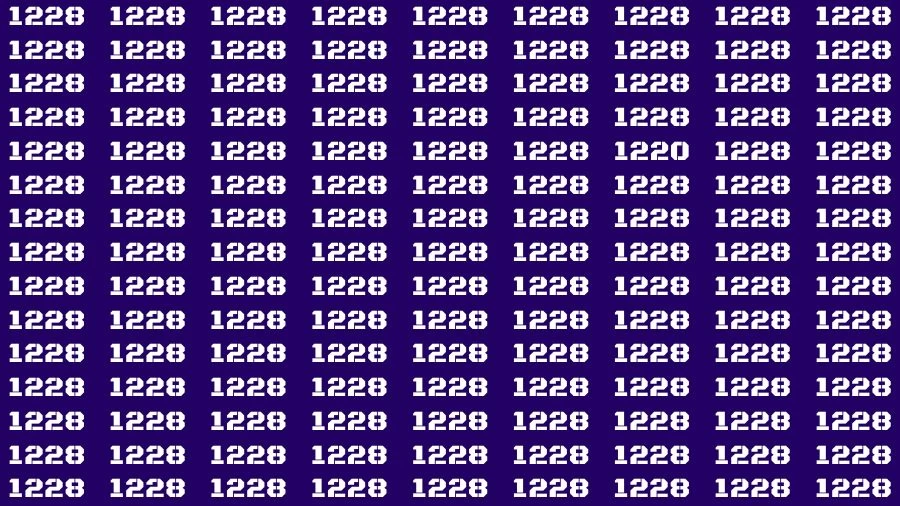 Observation Brain Challenge: If you have Hawk Eyes Find the Number 1220 among 1228 in 15 Secs