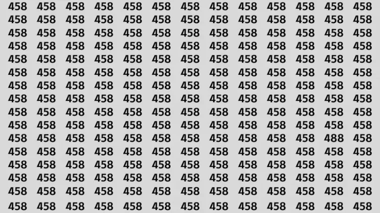 Optical Illusion Brain Challenge: If you have 50/50 Vision Find the number 488 among 458 in 12 Secs