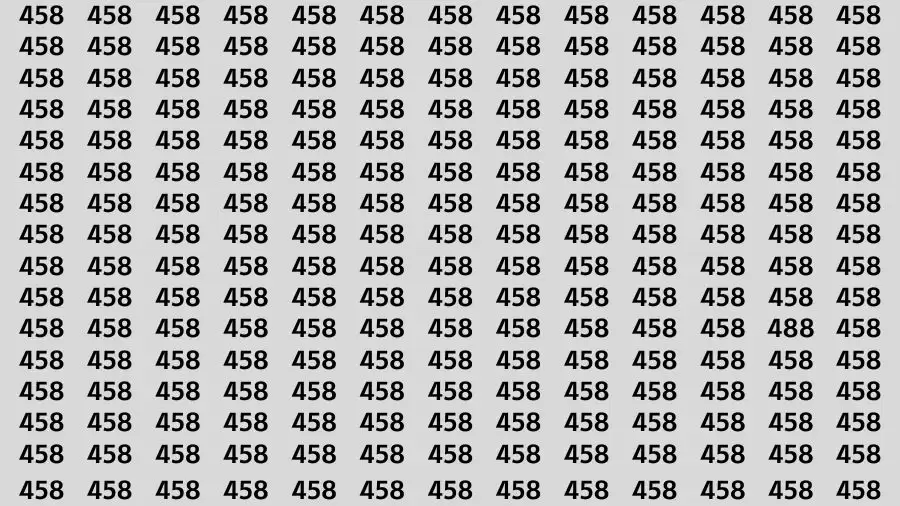 Optical Illusion Brain Challenge: If you have 50/50 Vision Find the number 488 among 458 in 12 Secs