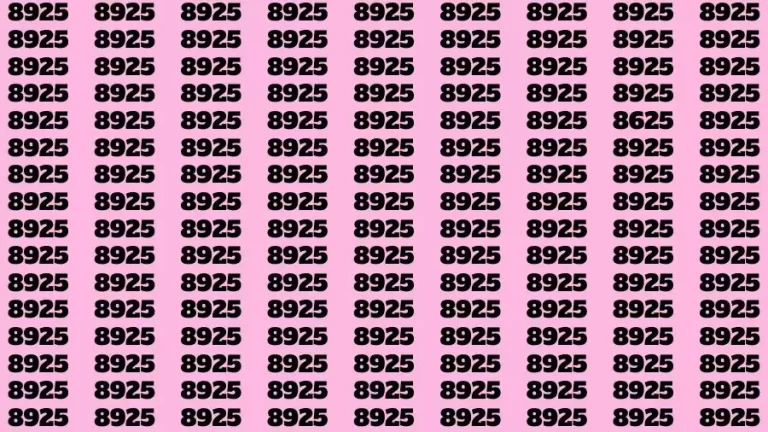 Optical Illusion Brain Challenge: If you have 50/50 Vision Find the number 8625 among 8925 in 12 Secs