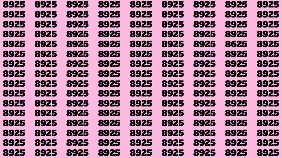 Optical Illusion Brain Challenge: If you have 50/50 Vision Find the number 8625 among 8925 in 12 Secs