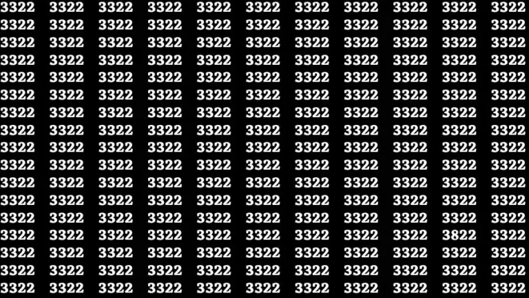 Optical Illusion Eye Test: If You Have Eagle Eyes Find the Number 3822 in 12 Seconds