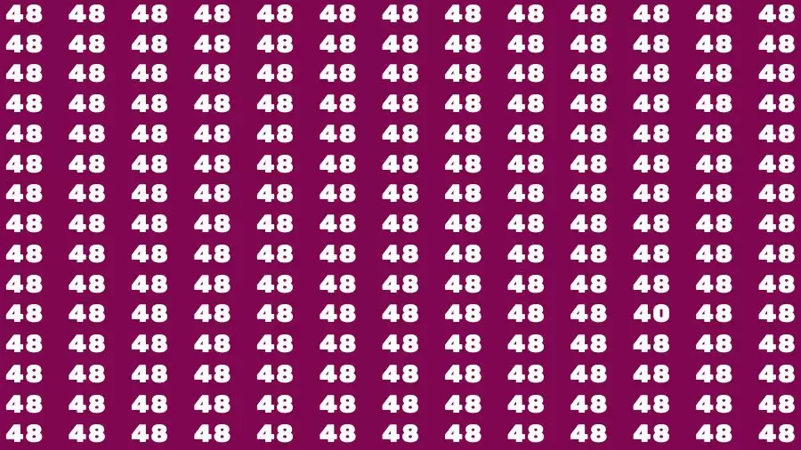 Optical Illusion Brain Challenge: If you have 50/50 Vision Find the number 40 among 48 in 12 Secs