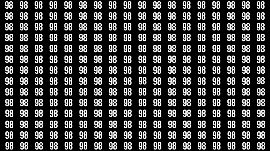 Observation Visual Test: If you have Hawk Eyes Find the Number 89 among 98 in 15 Secs