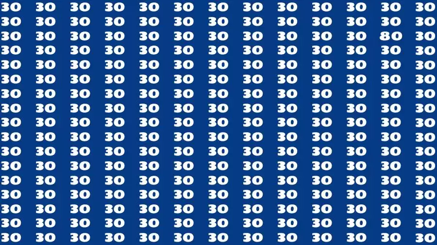 Optical Illusion Brain Test: If you have Eagle Eyes Find the Number 80 among 30 in 15 Secs