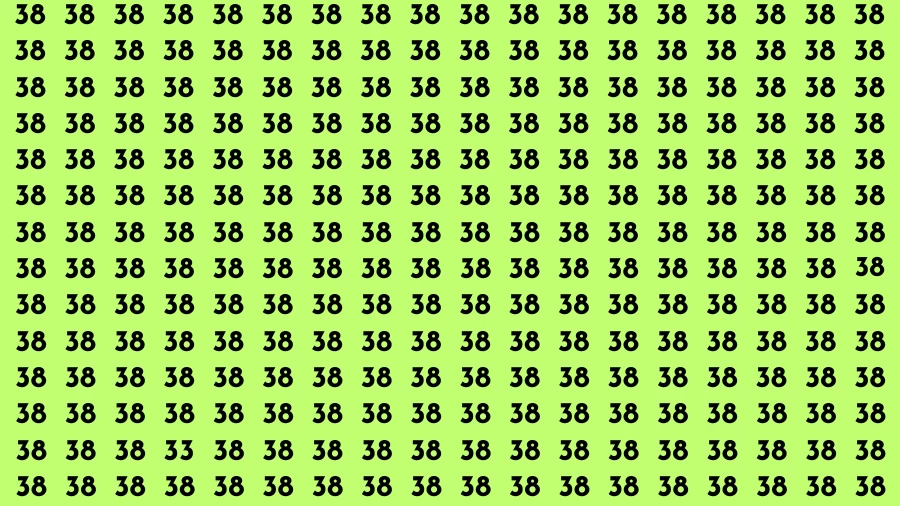 Observation Brain Test: If you have 50/50 Vision Find the Number 33 among 38 in 15 Secs