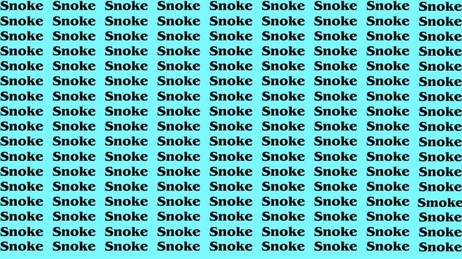 Brain Test: If you have Hawk Eyes Find the Word Smoke among Snoke in 15 Secs