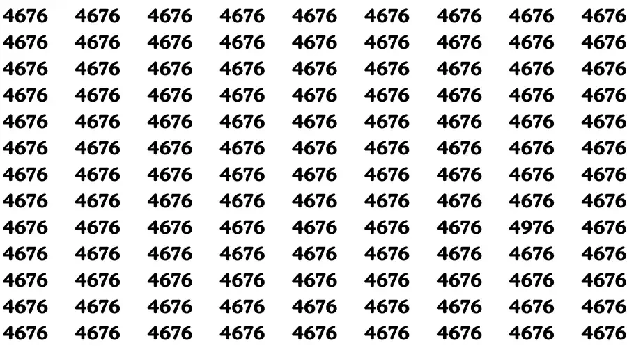 Observation Brain Challenge: If you have Hawk Eyes Find the Number 4976 in 15 Secs