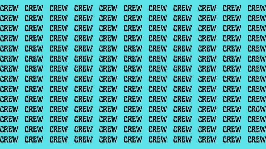 Observation Visual Test: If you have Eagle Eyes Find the Word Crow among Crew in 12 Secs