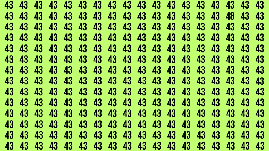 Observation Brain Test: If you have 50/50 Vision Find the Number 48 among 43 in 15 Secs