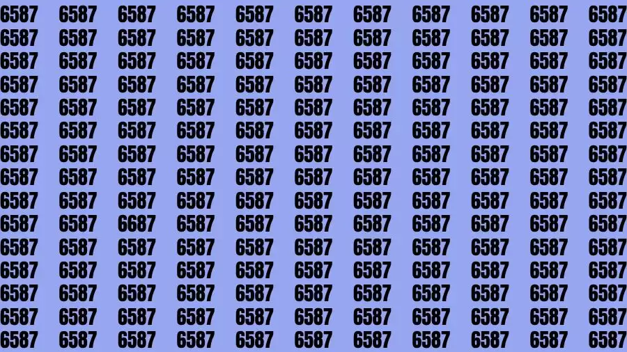 Optical Illusion Brain Challenge: If you have 50/50 Vision Find the number 6687 among 6587 in 12 Secs