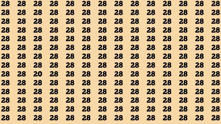 Optical Illusion Brain Test: If you have Eagle Eyes Find the Number 20 among 28 in 15 Secs