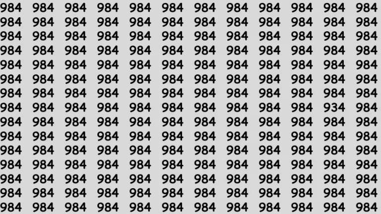 Observation Brain Test: If you have 50/50 Vision Find the Number 934 in 15 Secs