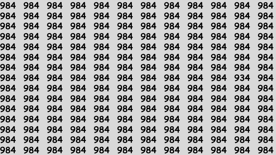 Observation Brain Test: If you have 50/50 Vision Find the Number 934 in 15 Secs