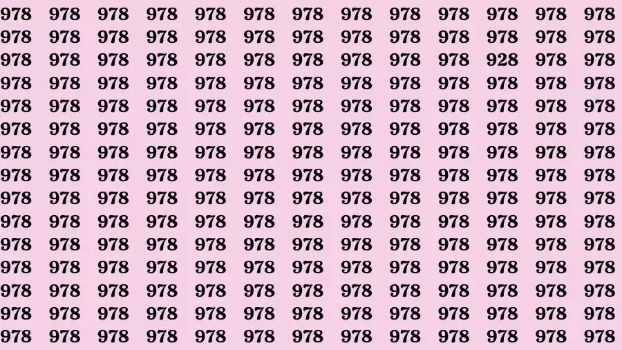 Optical Illusion Brain Challenge: If you have 50/50 Vision Find the number 928 among 978 in 12 Secs