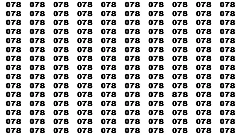 Optical Illusion Brain Challenge: If you have 50/50 Vision Find the number 878 among 078 in 12 Secs