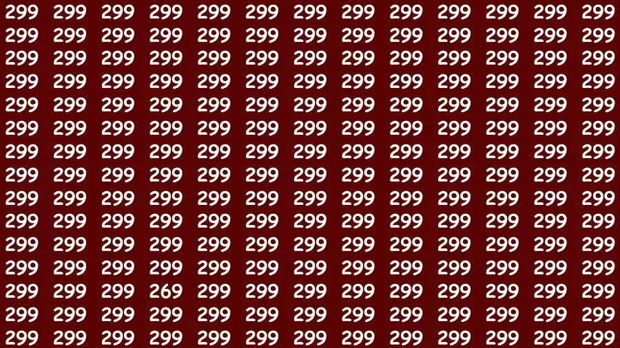 Optical Illusion Brain Test: If you have Eagle Eyes Find the Number 269 among 299 in 15 Secs