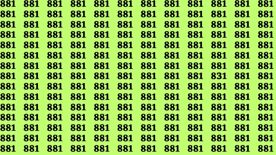 Observation Brain Test: If you have 50/50 Vision Find the Number 831 among 881 in 15 Secs