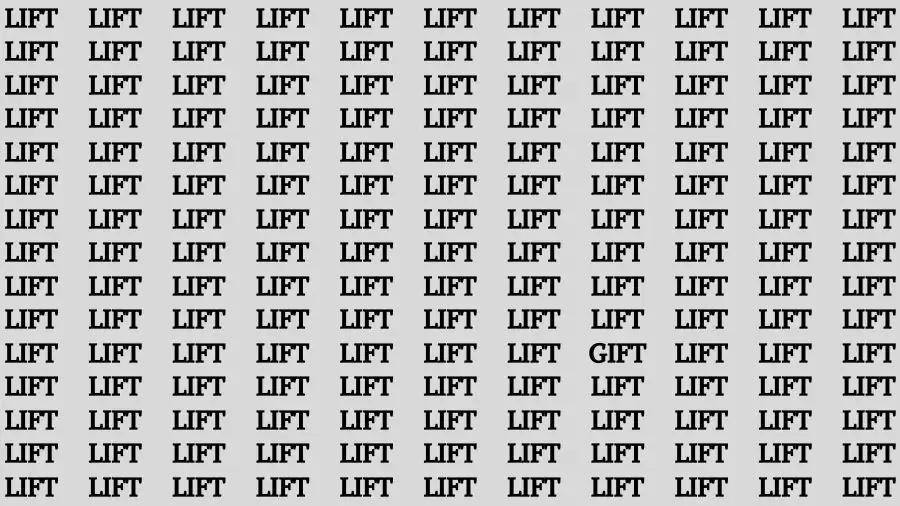 Observation Skill Test: If you have Sharp Eyes Find the word Gift among Lift in 20 Secs