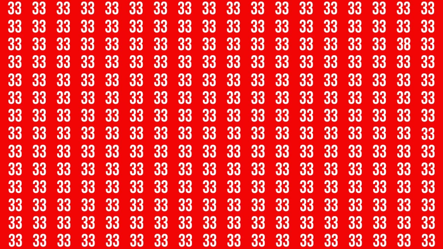 Observation Brain Test: If you have 50/50 Vision Find the Number 38 among 33 in 15 Secs