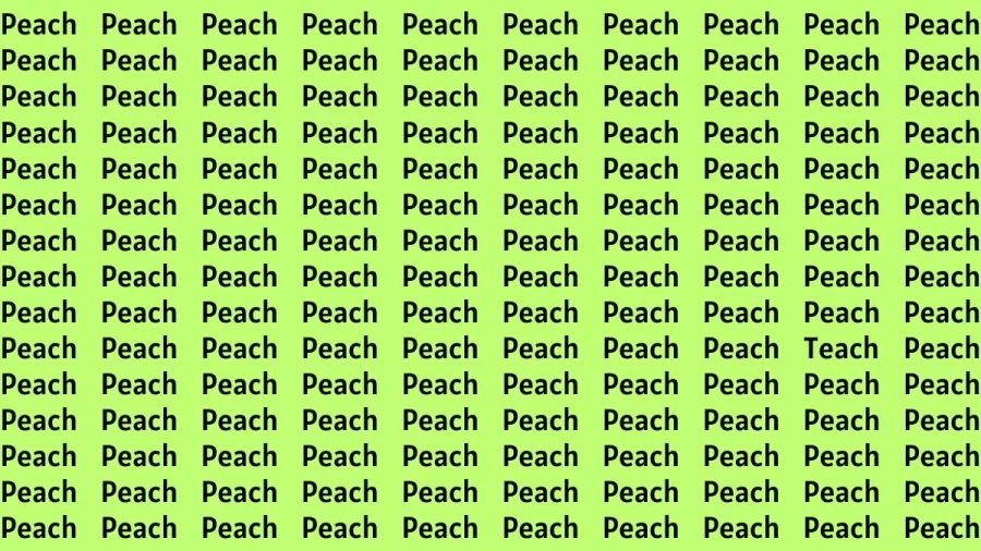 Observation Visual Test: If you have Hawk Eyes Find the Word Teach among Peach in 15 Secs