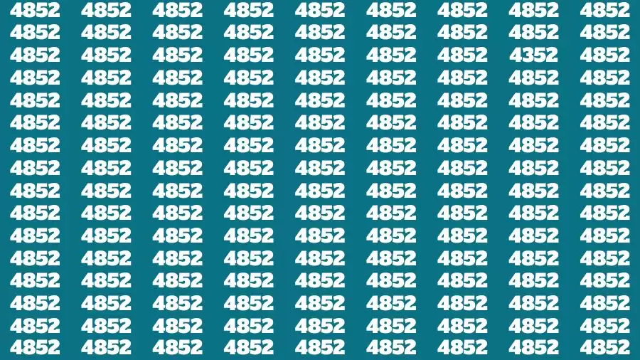 Observation Find it Out: If you have Sharp Eyes Find the number 4352 among 4852 in 20 Secs