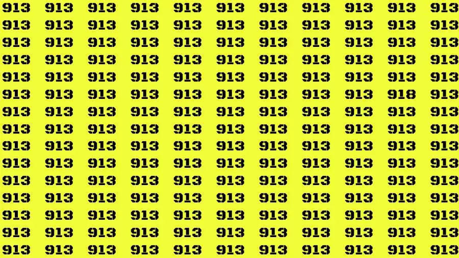 Optical Illusion Brain Challenge: If you have 50/50 Vision Find the number 918 among 913 in 12 Secs