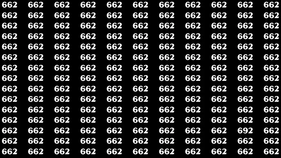 Observation Skill Test: If you have Sharp Eyes Find the Number 692 among 662 in 15 Secs