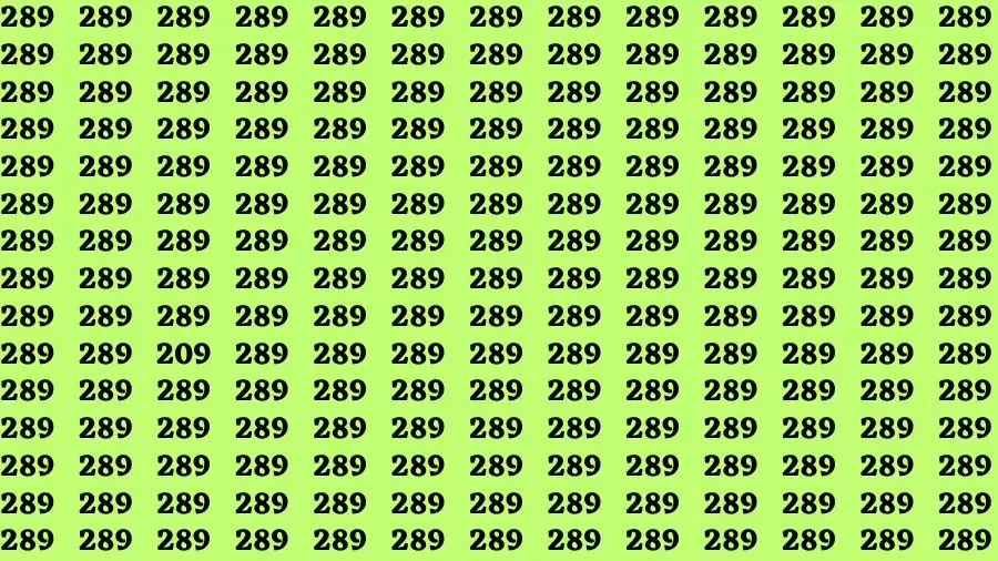 Visual Test: If you have Eagle Eyes Find the Number 209 among 289 in 15 Secs