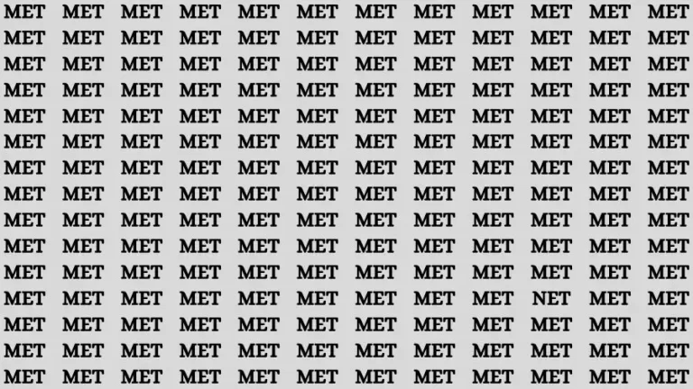 Observation Skill Test: If you have Sharp Eyes Find the word Net among Met in 20 Secs