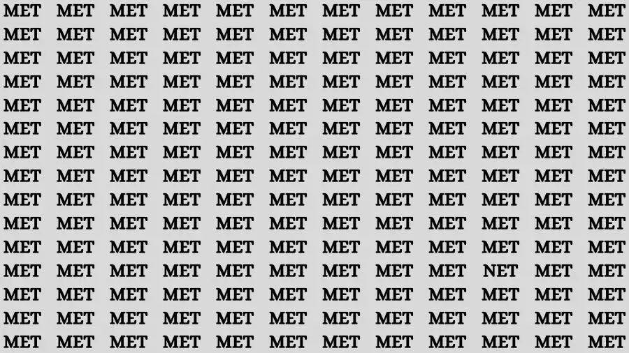 Observation Skill Test: If you have Sharp Eyes Find the word Net among Met in 20 Secs