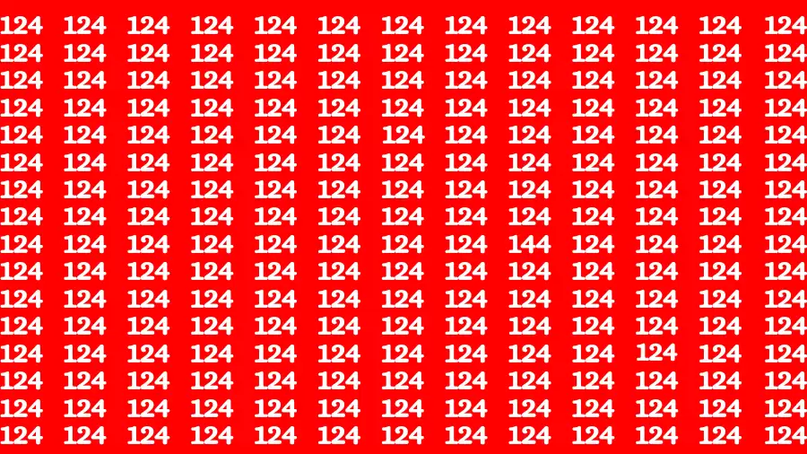 Observation Brain Test: If you have 50/50 Vision Find the Number 144 among 124 in 15 Secs