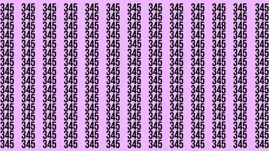 Observation Find it Out: If you have Sharp Eyes Find the number 348 among 345 in 20 Secs