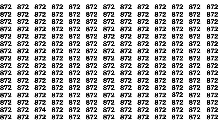 Visual Test: If you have Eagle Eyes Find the Number 874 among 872 in 15 Secs