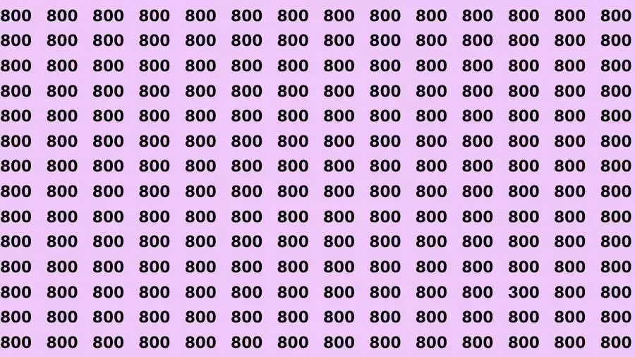 Observation Skill Test: If you have Sharp Eyes Find the Number 300 among 800 in 15 Secs