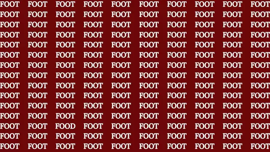 Observation Skill Test: If you have Keen Eyes Find the Word Food among Foot in 15 Secs