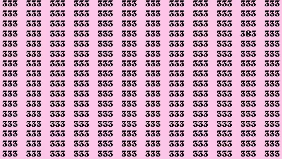 Observation Skill Test: If you have Sharp Eyes Find the Number 383 among 333 in 15 Secs