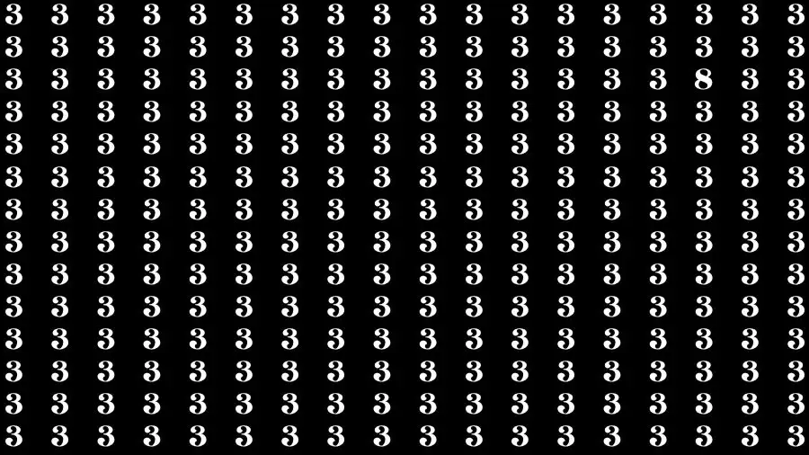 Optical Illusion Brain Test: If you have Sharp Eyes Find the number 8 among 3 in 20 Secs