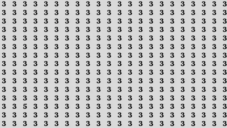 Observation Skill Test: If you have Sharp Eyes Find the Number 5 among 3 in 15 Secs